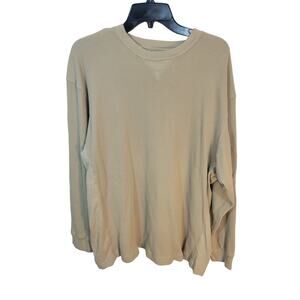 Roundtree & Yorke Shirt Tan Crew Neck Cotton Pullover Waffle knit  Men's Size XL